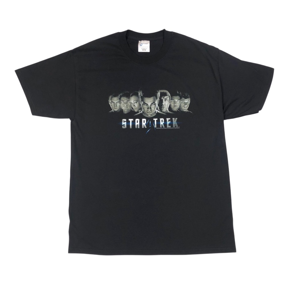 2009 STAR TREK Movie Promo T-Shirt Spock Kirk Adult Size Large Black